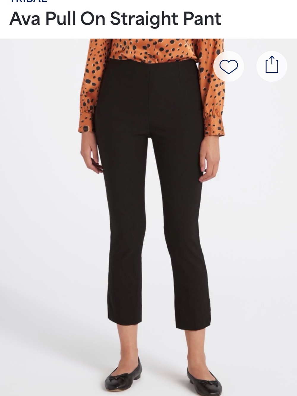 Tribal Black Ava Pull-On Straight Leg Pants
